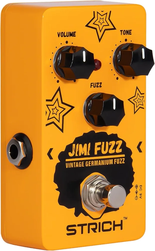 STRICH Jimi Fuzz Pedal - Compact Electric Guitar Mini Fuzz, Classic Sound, True Bypass, Adjustable Vol/Tone/Gain Controls
