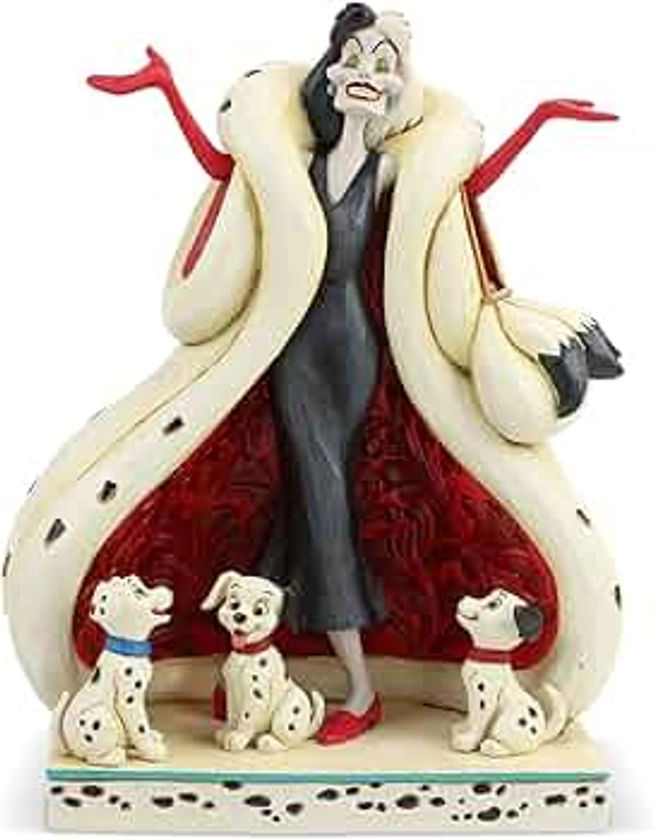 Disney Traditions by Jim Shore 101 Dalmatians Cruella de Vil with Puppies Figurine, 6005970, Multicolore, 8.2 inch