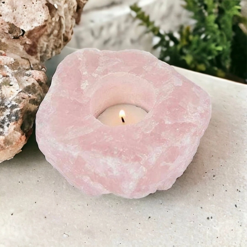 Rose Quartz Crystal Candle Holder the 'stone of Love' Pink Crystal Candle Holder, Luna by Louise Crystal Shop UK - Etsy UK