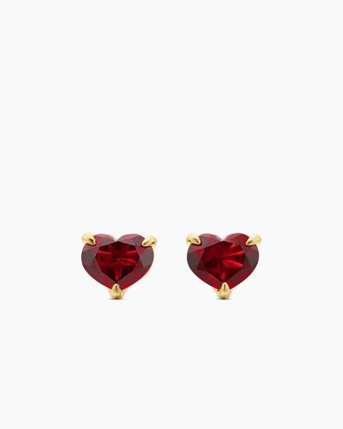 David Yurman Canada | Chatelaine® Heart Stud Earrings in 18K Yellow Gold with Garnet, 8mm