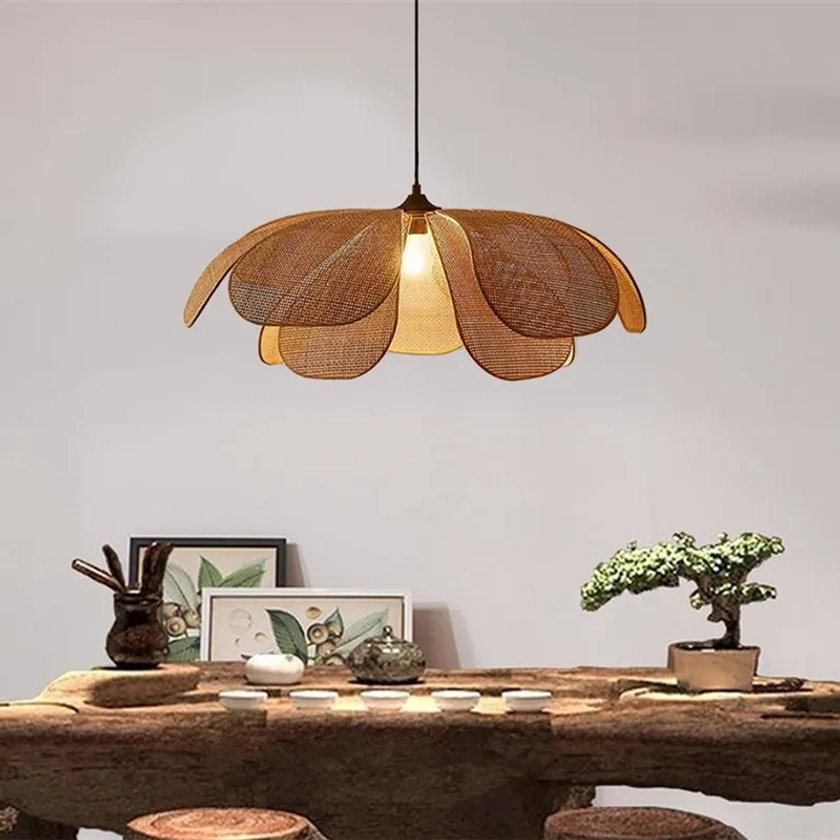 Rattan Flower Handmade Pendant Light