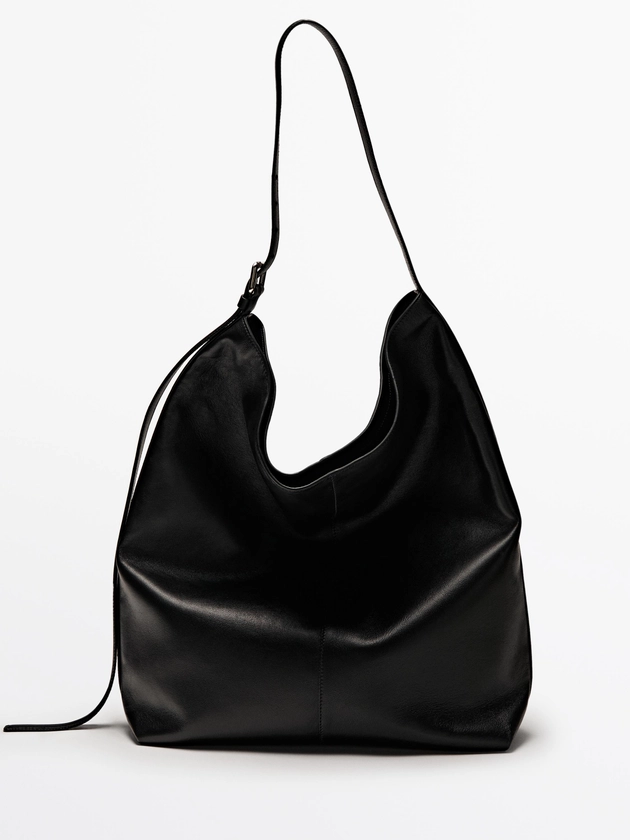 Lange Tasche aus Nappaleder · Schwarz · Accessoires | Massimo Dutti