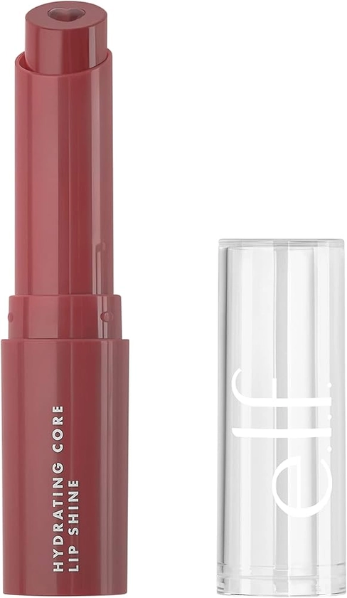 e.l.f. Hydrating Core Lip Shine, Conditioning & Nourishing Lip Balm, Sheer Color Tinted Lip Moisturizer, Happy, 0.09 Oz