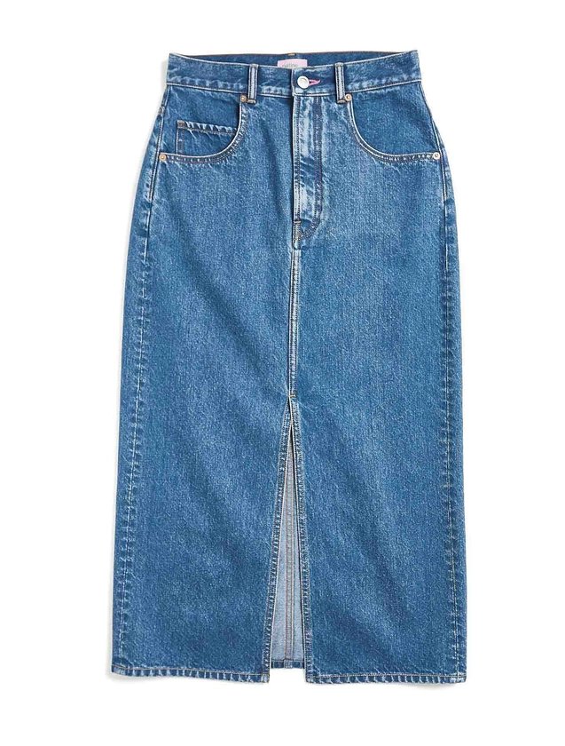 La jupe longue Brenda coton regen-recyclé Bleu medium
