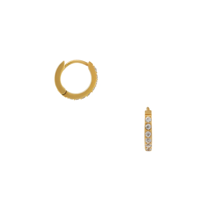 LUXE Pavé Huggie Hoop Earrings - Gold