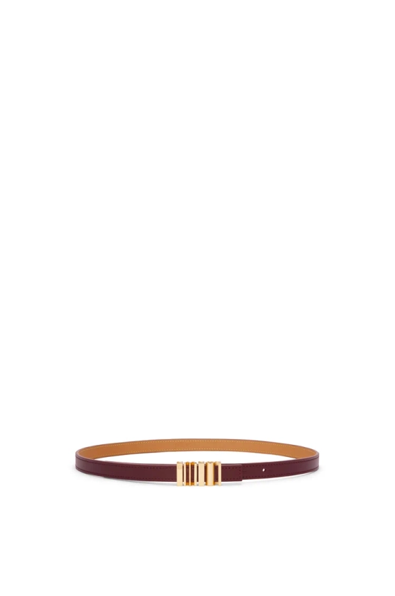 LOEWE graphic belt in classic calfskin Dark Burgundy/Gold - LOEWE