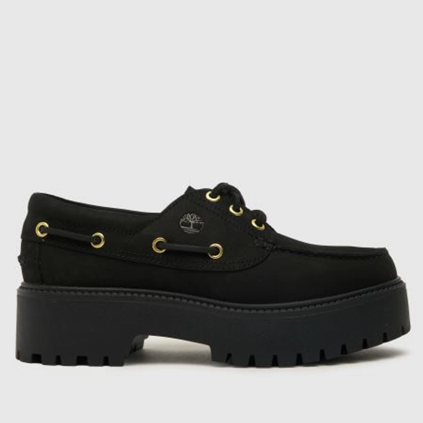 Timberlandstone street boat flat shoes in black