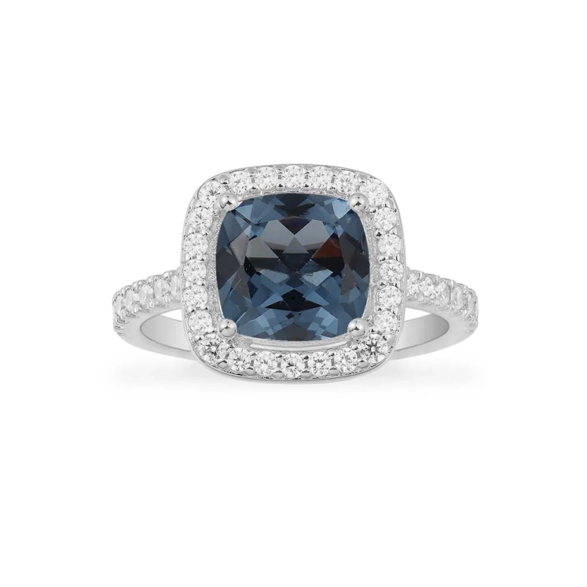 Bague Pavé Pierre Carrée Bleue