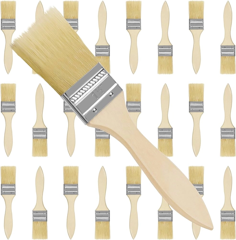 Kurtzy 24 Pack of Paint Brushes - Brush Head 38.1mm (1.5 inch) & Overall Brush Size 17.5cm (6.89 inches) Suitable for Messy Jobs That Involve Chip Painting, Silicon, Gesso, Staining, Varnishes, Glues : Amazon.co.uk: DIY & Tools