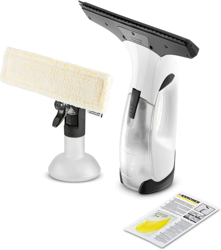 Kärcher Window Vac WV 2 Plus, Battery Running Time: 35 min, LED Display for Battery Status, Suction Nozzle: 280 mm, Spray Bottle with Microfibre Cloth, 20 ml Window Cleaner Concentrate