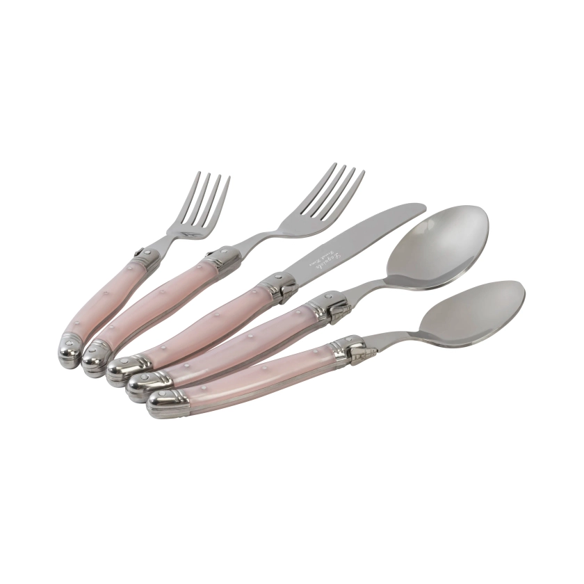 French Home Laguiole Stainless Steel Flatware Set, Service For 4 Pearl White
