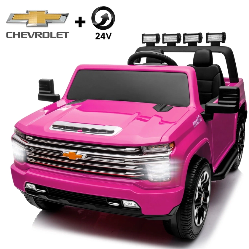 Track 7 24V Ride on Car, Licensed Silverado HD 2 Seater Electric Car for Boys Girls Age 3+, 24V Ride on Truck w/Remote Control, Music, ABC, Pink - Walmart.com