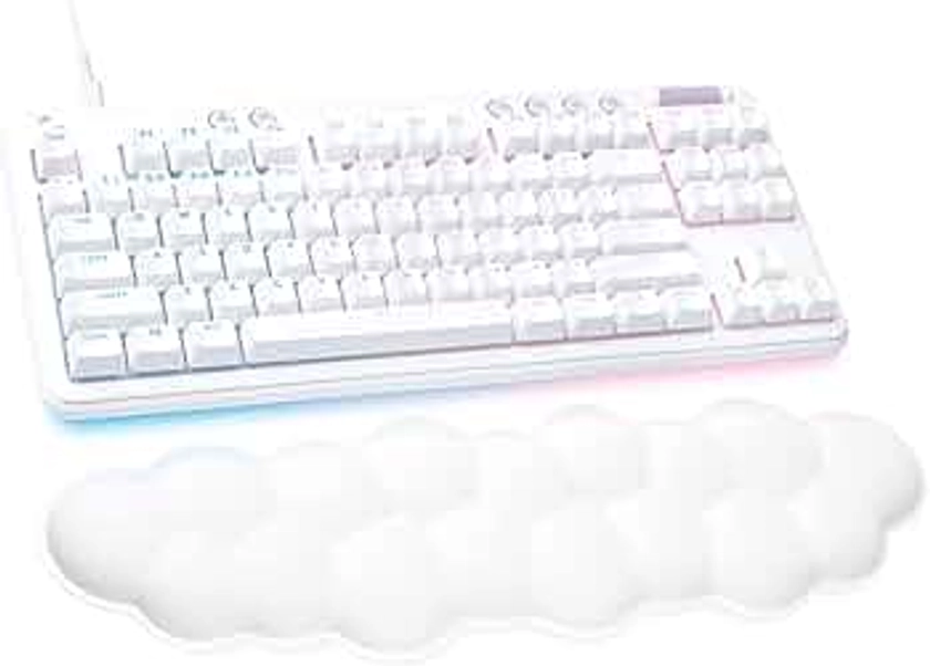 Logitech G G713 Teclado para Juegos con Cable con Iluminación LIGHTSYNC RGB, Interruptores Linear (Rojo GX) y Reposamanos para Teclado, Compatible con PC y Mac, Blanco Niebla