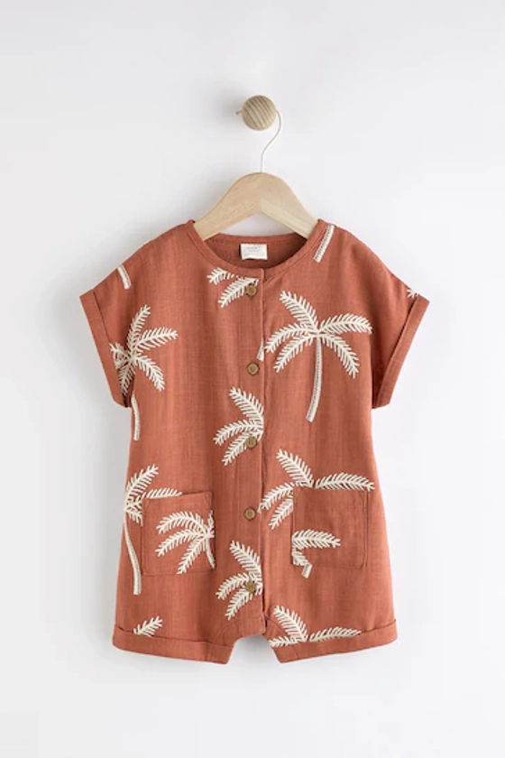 Buy Rust Palm Tree Woven Baby Romper (0mths-2yrs) from the Next UK online shop