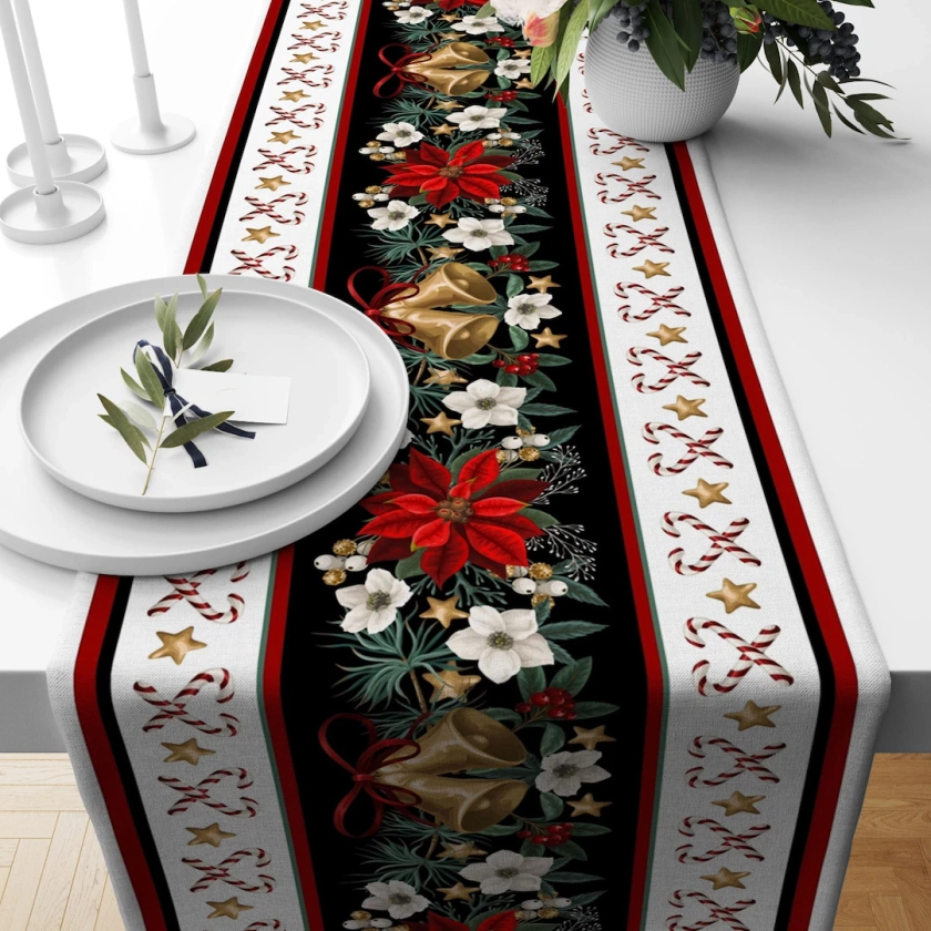 Chemin de table de Noël, Décoration de table de Noël, Chemin de table vert, Chemin de table de Noël, Table de fête de Noël, Cadeau de Noël - Etsy France