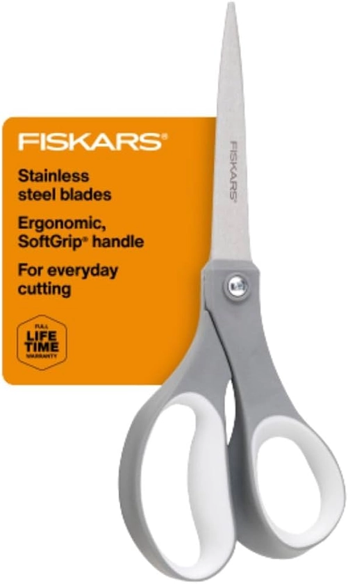 Amazon.com: FISKARS All Purpose Scissors - High Performance and Designed for Comfort and Cutting - Sharp to Cut but Soft to Hold. Perfect for Art, Crafts and the Office