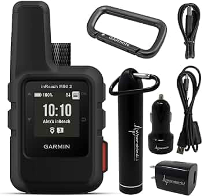 Wearable4U - Garmin inReach Mini 2 Satellite Communicator (Black) with Power Pack Bundle