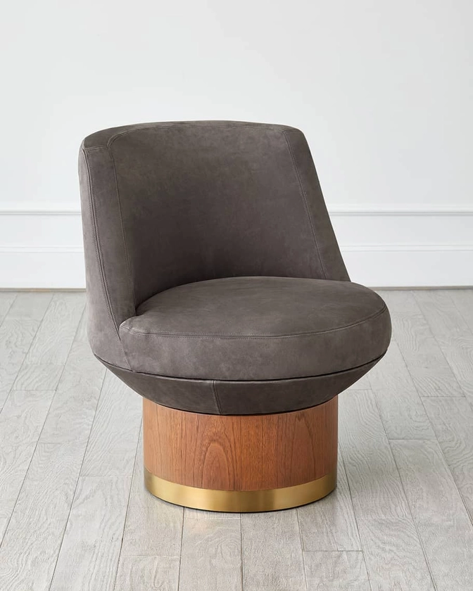 Global Views Brado Leather Swivel Chair
