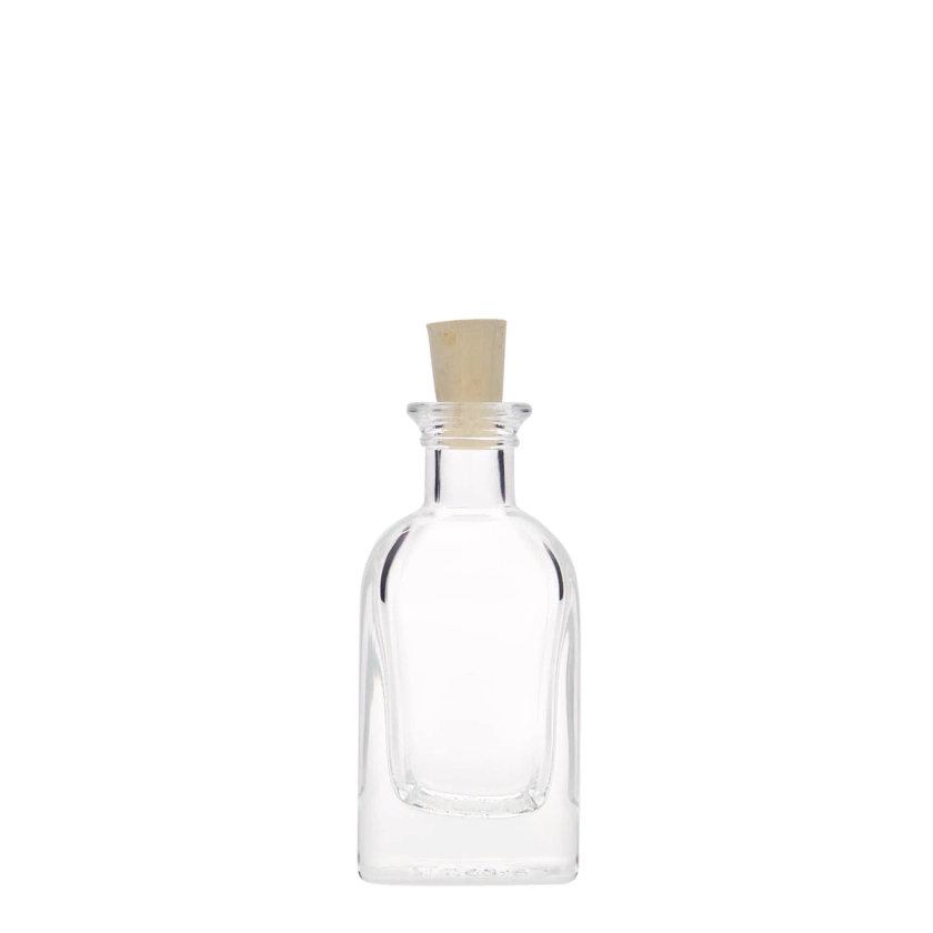 40 ml glass apothecary bottle Carré, square, closure: cork | 40,00 | Clear | 100024830