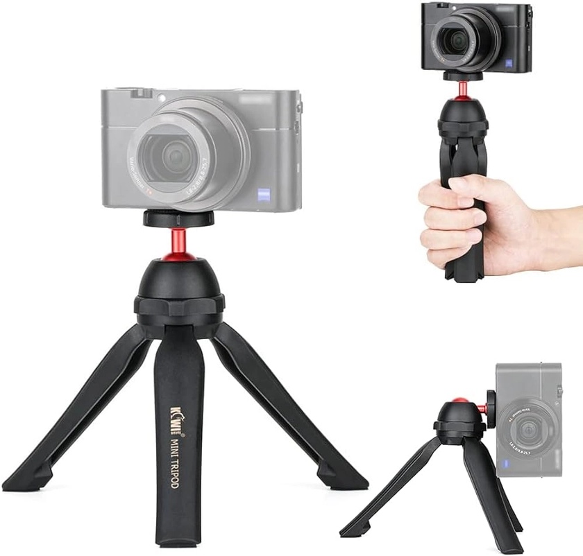 KIWIFOTOS Mini Caméra Trépied, Vlog Trépied Flexible, Trépied de Voyage pour Sony ZV-1F ZV-1 ZV-1II RX100 Série, M50 M6II G7XIII G100, Webcam (Possibilité d'utiliser Un Smartphone avec l'adaptateur)