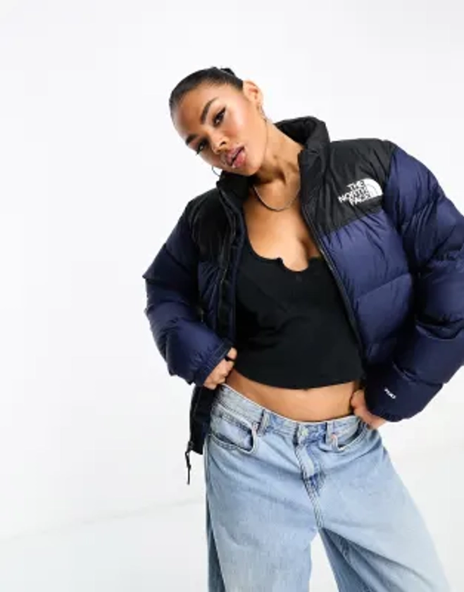 The North Face Nuptse Retro '96 down puffer jacket in navy and black | ASOS