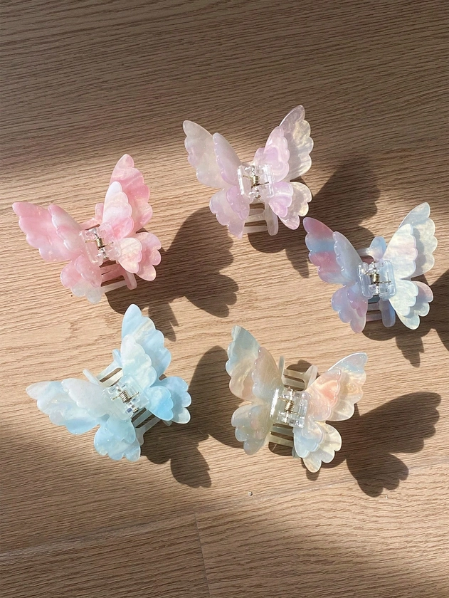 Pince à cheveux en acétate de cellulose à double couche avec dégradé de papillon changeant de couleur au soleil, petites pinces à griffes pour les filles, accessoires capillaires pour Halloween