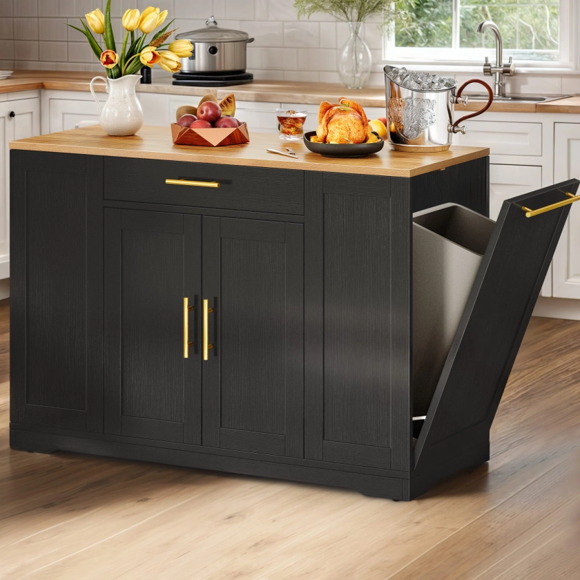 Willa Arlo™ Interiors Cushing Rolling Kitchen Island with Manufactured Wood Top & Reviews | Wayfair