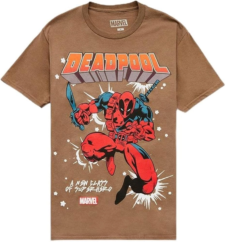 PacSun Men's Marvel Deadpool T-Shirt - Brown Size Medium