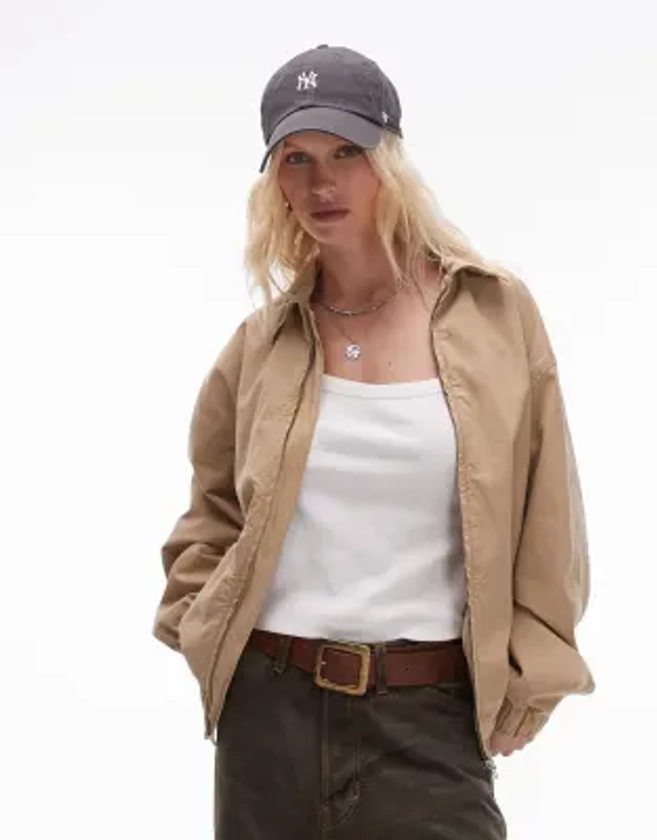 Topshop - Veste en coton à fermeture éclair au centre - Taupe | ASOS