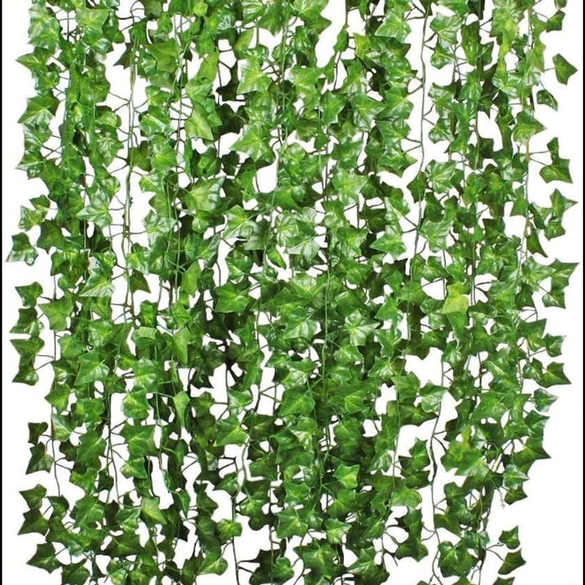 12 Packs 98 Feet Fake Ivy Leaves Artificial Garland Greenery Hanging Plant Vine Wedding Wall Party Room Aesthetic Decor