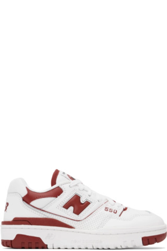 New Balance - White & Red 550 Sneakers