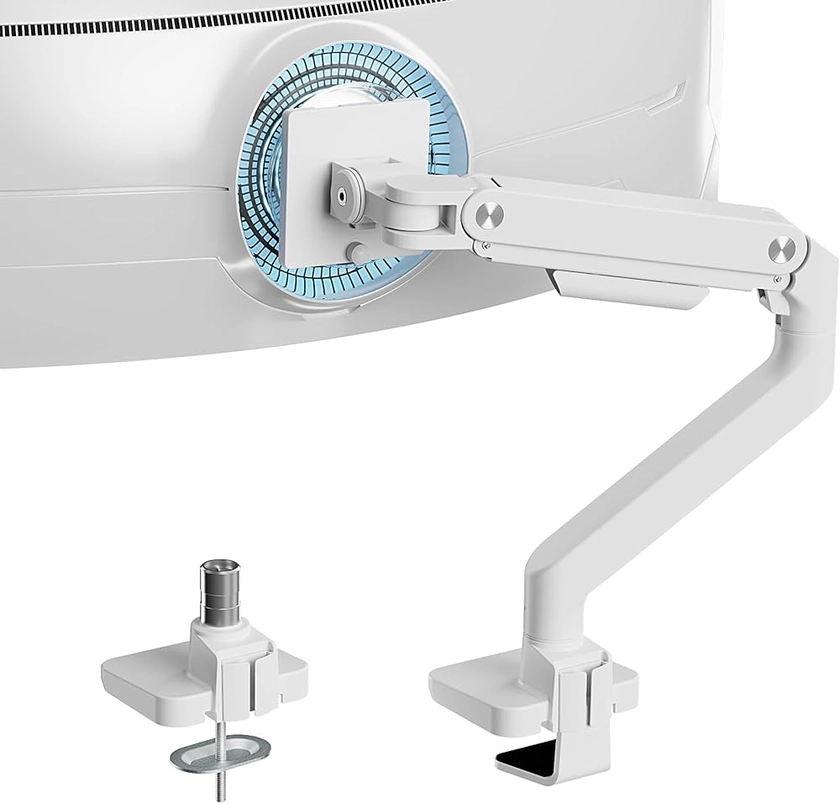 Amazon.com: ARES WING Single Monitor Mount, Heavy Duty Monitor Arm Desk Mount for Ultrawide Monitors up to 49 inches and 44 lbs, Adjustable Gas Spring Computer Monitor Mount with Clamp and Grommet Base, White : Electronics