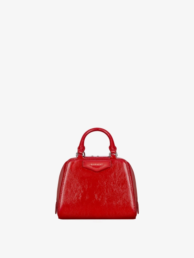 Sac Antigona Cube Nano en cuir vernis - vermillon | GIVENCHY FR