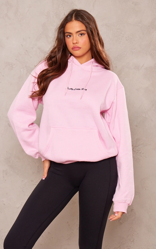 PRETTYLITTLETHING Baby Pink Sweat Oversized Basic Hoodie