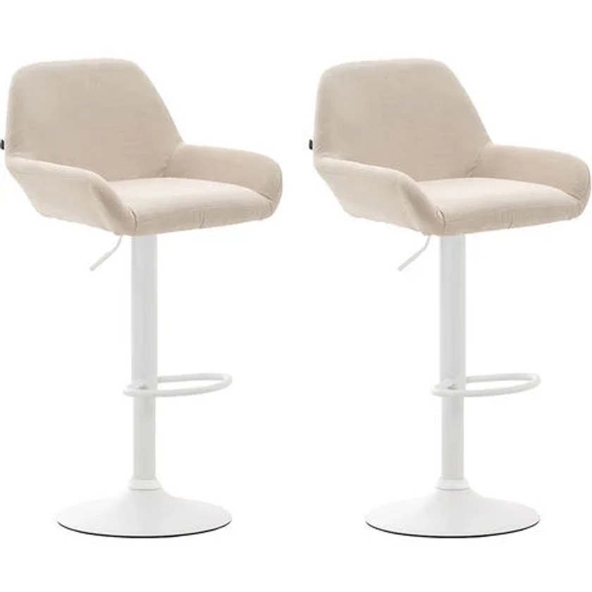 Lot de 2 tabourets de bar Braga en tissu Crème Blanc