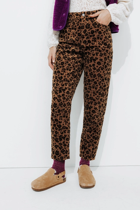 Pantalon en velours léopard