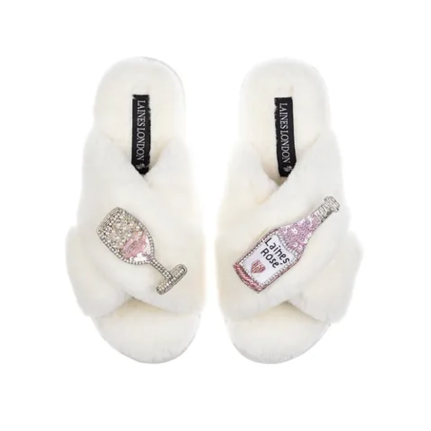 Classic Laines Slippers With Laines Rose Wine Brooches | Laines London