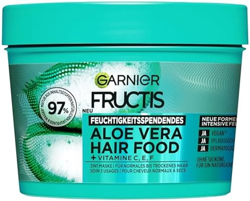 Garnier Fructis Aloe Vera Hair Food 3 in 1 Moisturizing Mask for Normal to Dry Hair with Lipidic Complex Extra Vegan Formula 400ml : Amazon.com.be: Beauty