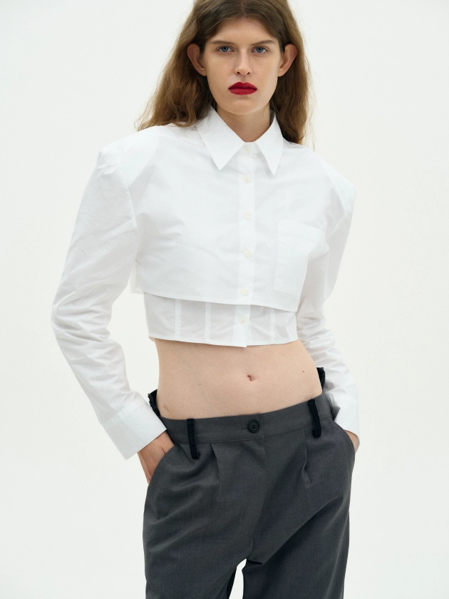 Layered Pad Shirt, White