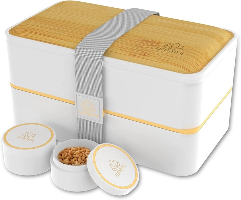 Umami Bento Lunch Box, 2 Pots à sauce & couverts Inclus, Lunchbox Micro-Ondable, Boîte à lunch Adulte, Boîte Repas Compartimentée, Boîte Bento
