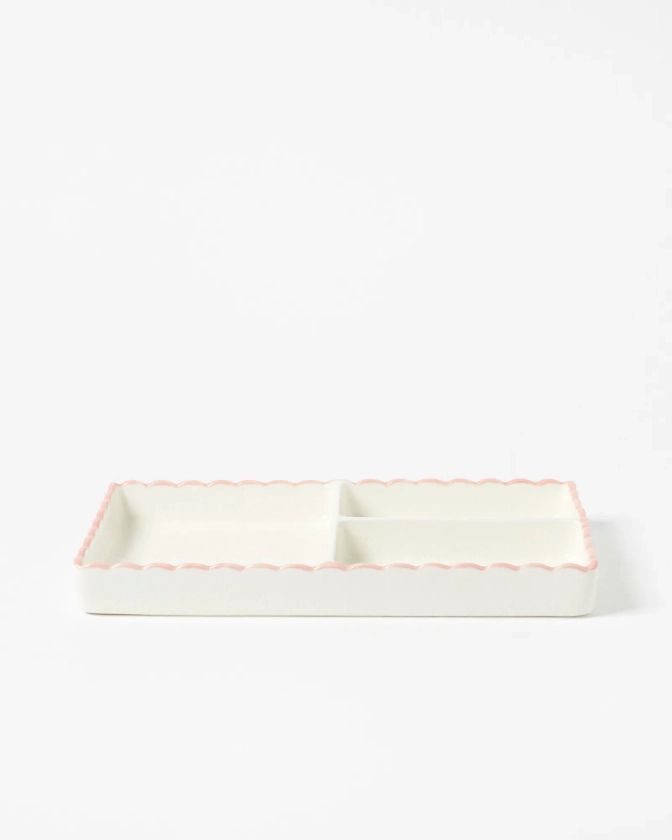 Scallop Pink & White Ceramic Tray | Oliver Bonas
