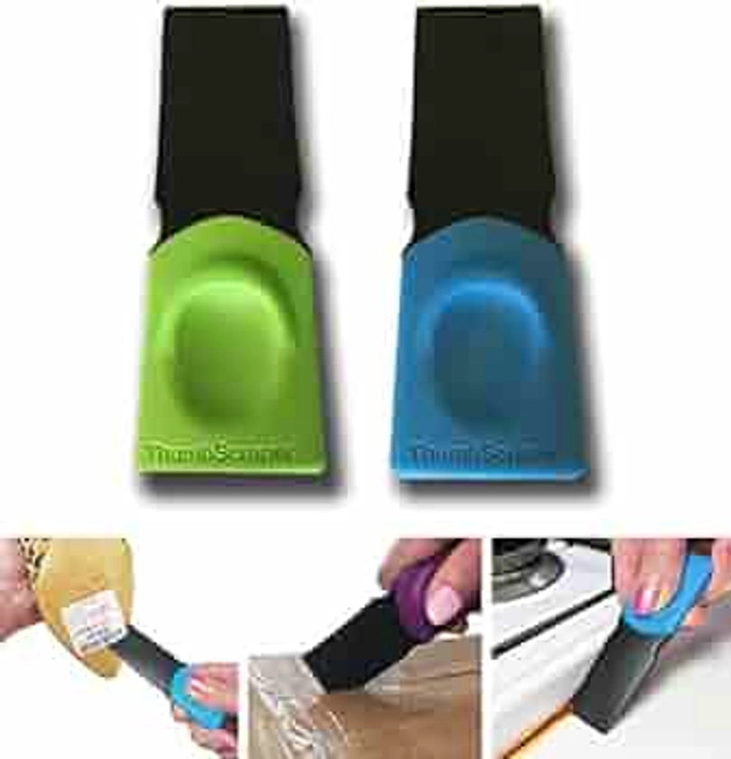 FusionBrands Thumb Scraper Tool, 2 Pack – Save Your Manicure – A Multi-Use Plastic Scraper, Ideal for Removing Price Stickers, Tags, Wax, Grime, Gum and More – Nylon with Non-Slip Grip