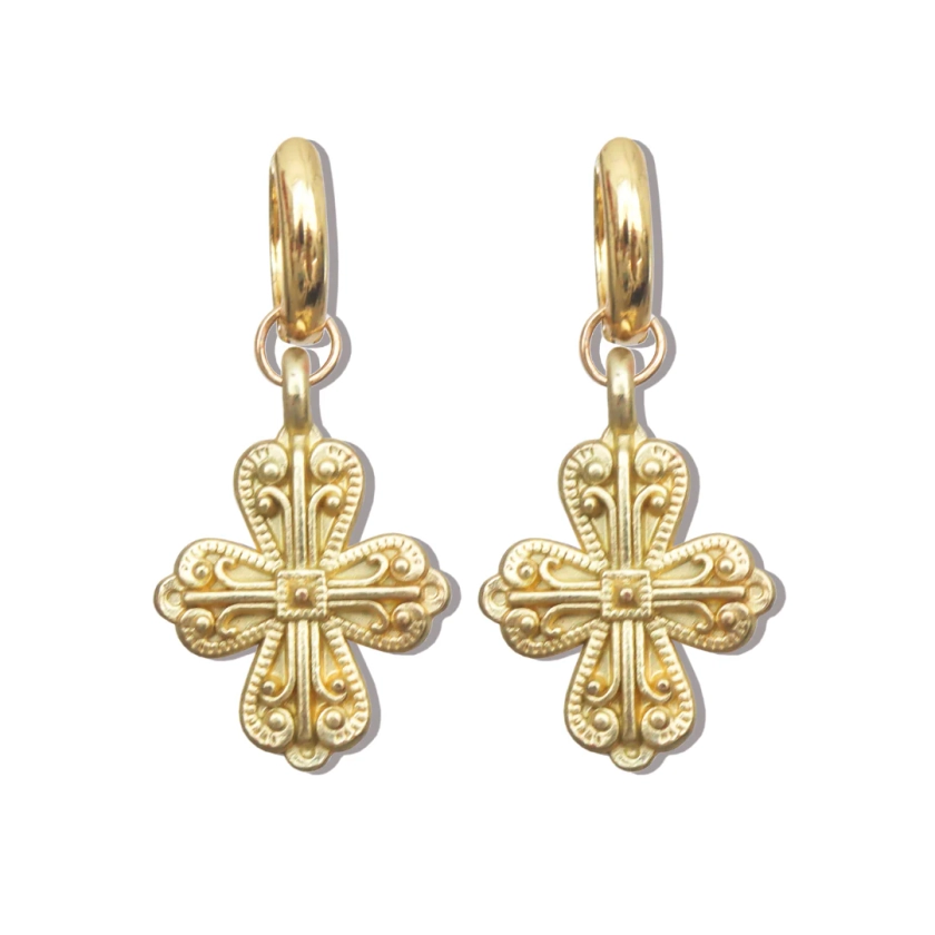 Rina Vintage Cross Earrings