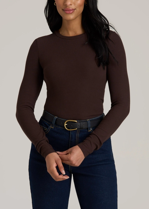 Fitted Ribbed Long Sleeve Tall Women’s Shirt | American Tall