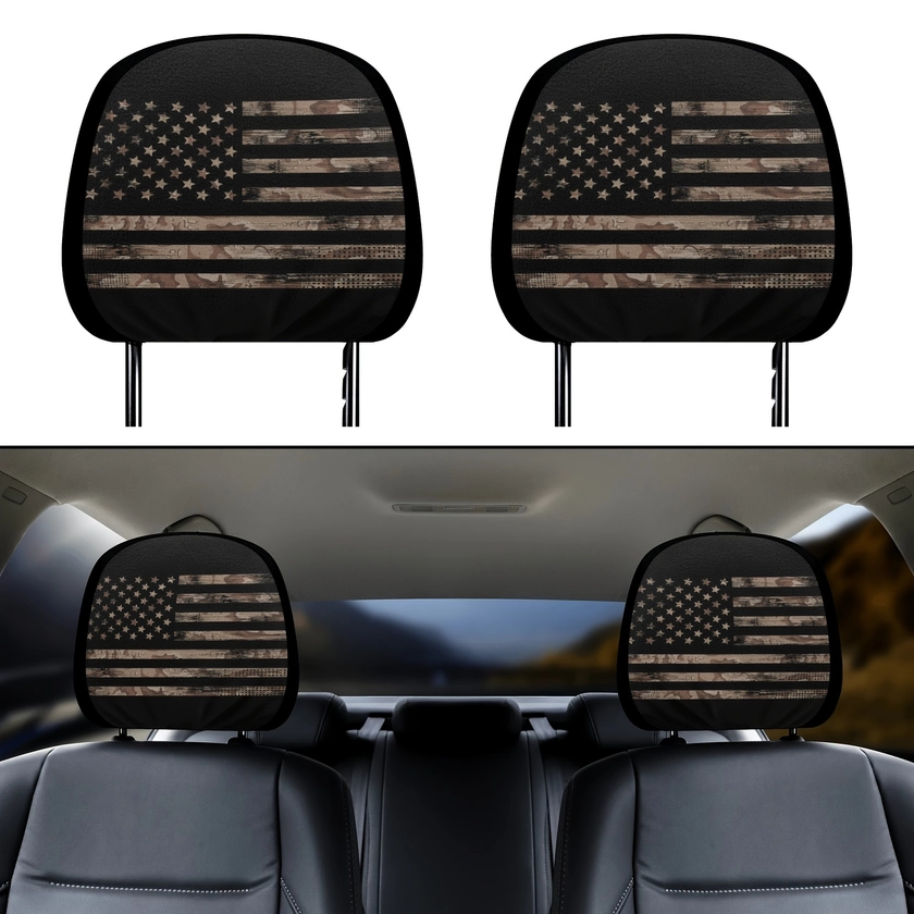 Vintage American Flag Pattern Car Headrest Cover Universal - Temu