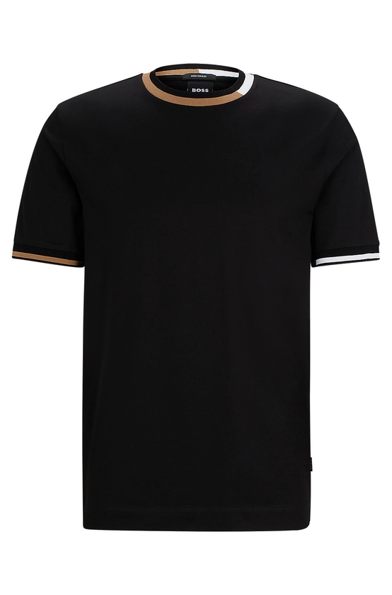 BOSS - T-shirt en coton mercerisé avec rayures emblématiques