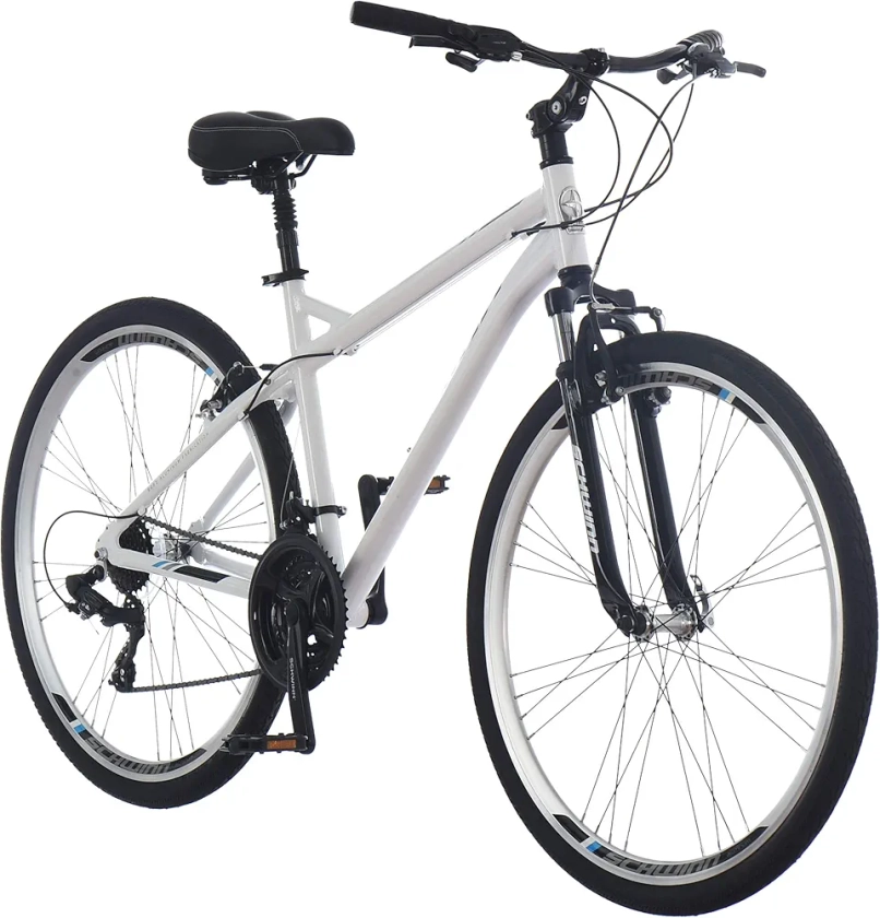 Schwinn Network Hybrid Bike, Men and Women, 700c Wheels, 15-18-Inch Adult Frame, Front Suspension Alloy Linear Brakes