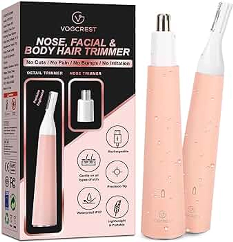 Nose Hair Trimmer for Women, Portable, Waterproof, Rechargeable, 2-in-1 Trimmer, Easy to Clean, Suitable for Sensitive Skin