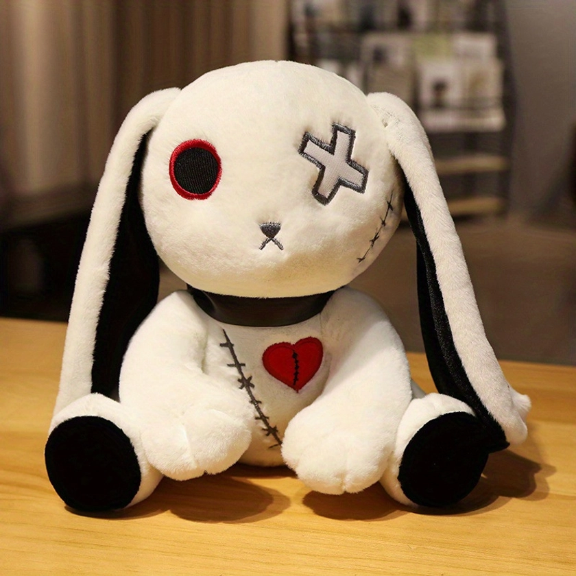 Spooky Cute Goth Bunny Plush - Perfect Companion & Unique Gift for Halloween, Easter & More (9.8in)