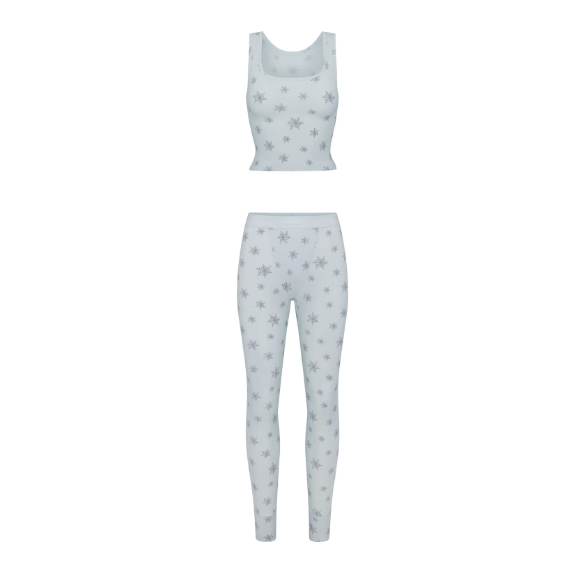 COTTON RIB TANK AND LEGGING SET | FROST SNOWFLAKE PRINT